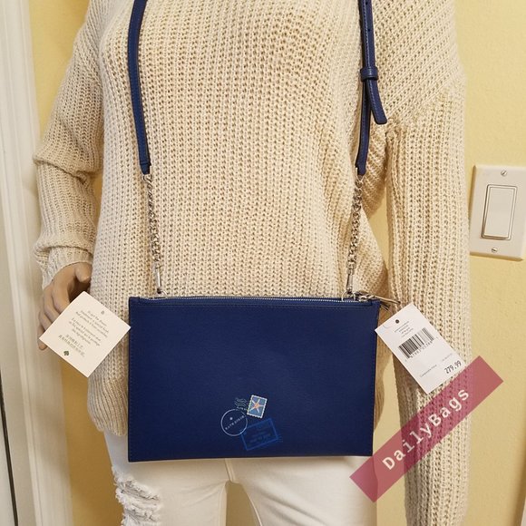 NWT KATE SPADE 100% AUTHENTIC POSTCARD CROSSBODY OFF THE GRID OCEAN BLUE NOVELTY - Picture 7 of 12